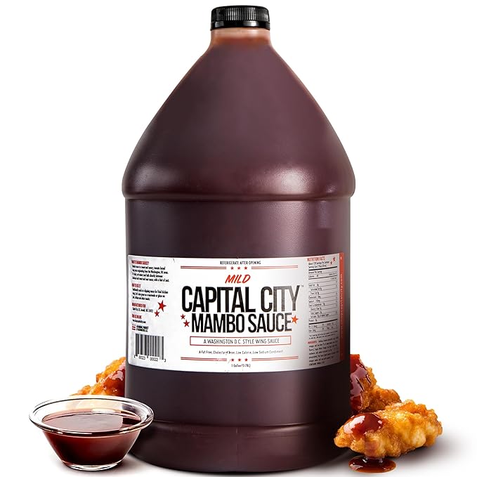 Capital City Mambo Sauce Mild, Washington DC Wing Sauces, Perfect Condiment for Wings Chicken Pork Beef Seafood Burgers Rice or Noodles, 128oz (1 Gallon)
