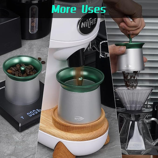 IKAPE 51mm Espresso Powder Receiver Cup, Coffee Powder Receiver Container, Suitable for 51mm Portafilters (Silver)
