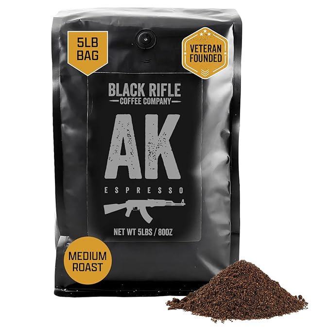 Black Rifle Coffee Company AK-47 Espresso Blend – Medium Roast Ground Coffee, 5 lb Bag