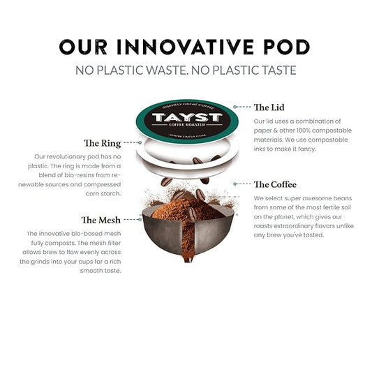 Tayst Coffee Pods, Bold & Brilliant Dark Roast, K Cups Compatible with Keurig Coffee Maker, Sustainable Single Serve, Pack of 240