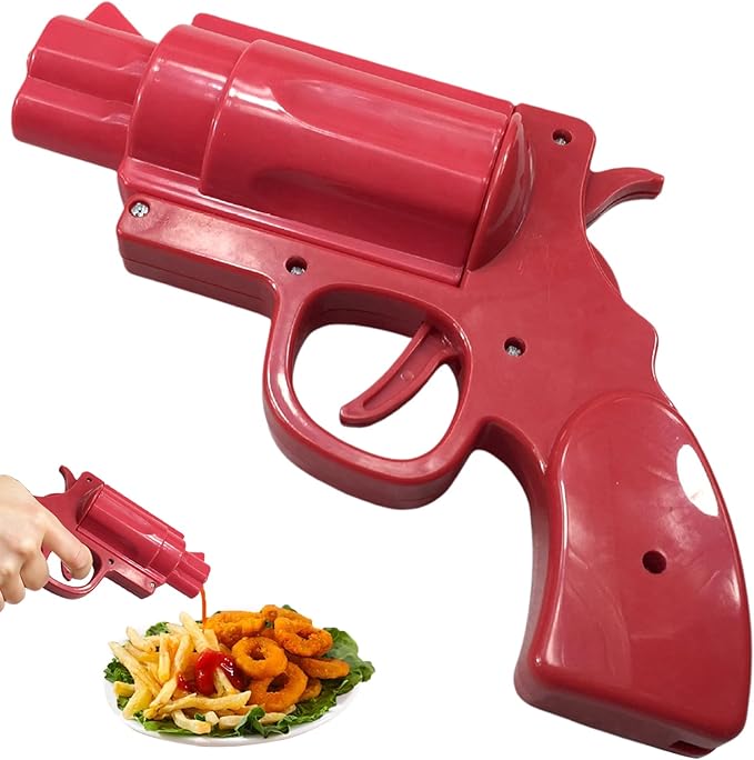Gun Ketchup Dispenser - Condiment Dispenser Bottle for Sauce, Spice, Mustard, Syrup | Mess-Free BBQ and Kitchen Tool for Indoor Outdoor Grill, Camping, Picnics, Home, and Restaurant Use