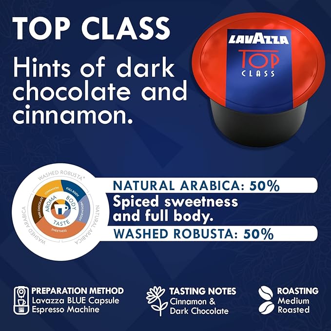 Lavazza Blue Capsules Coffee Pods Variety Pack – 100 Count (2 Packs of 50) – Top Class & Gold Selection Medium Roast Espresso – Compatible with Lavazza LB Machines Only