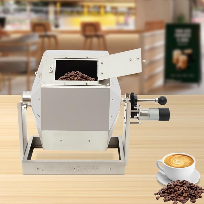 Coffee Bean Roaster, Commercial 14.5L/3.83Gal Electric Peanut Roaster Stainless Steel Coffee Bean Baking Machine Automatic Rotary Gas Burner Drum Roaster Machine for Home and Commercial Use