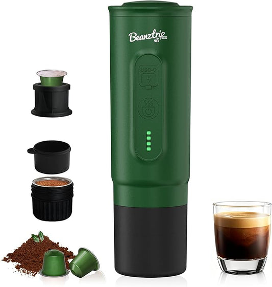 H02PRO Travel Coffee Maker, Portable Espresso Machine for Camping, 20 Bar Mini Coffee Maker Compatible with NS Capsule & Ground Coffee, Battery Operated Self-heating Car Coffee Machines for Travel