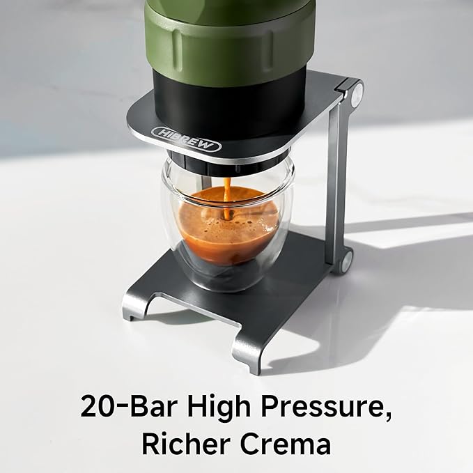 HIBREW H4C Explorer - Portable Electric Espresso Maker, USB-C Rechargeable for Coffee Pods & Ground Coffee, Compact for Home and Travel, with Foldable Holder & Carrying Case
