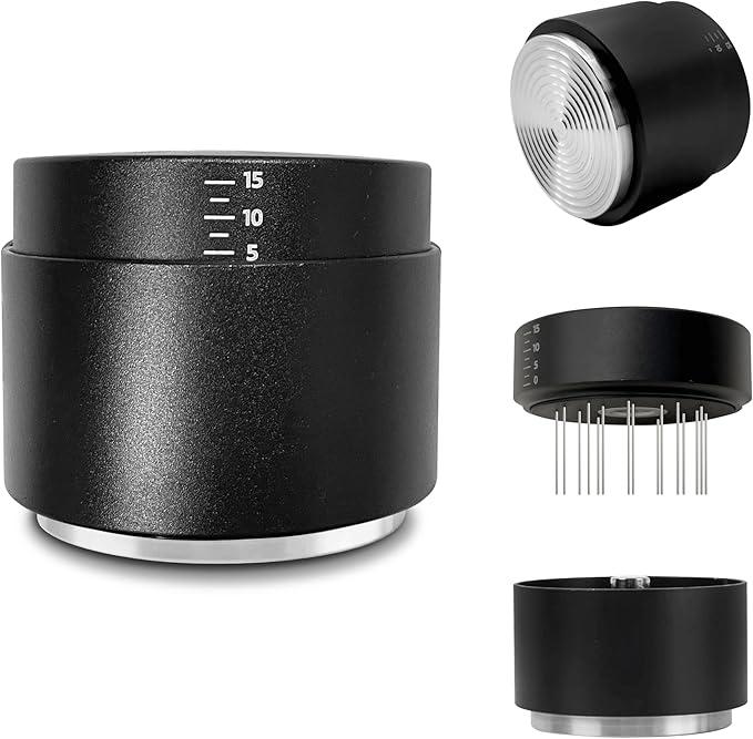 3-in-1 Coffee Distributor and Tamper with WDT Tool – Espresso Distribution Tool Set, Professional Espresso Accessories Kit, Fits 51mm Portafilters (51mm)