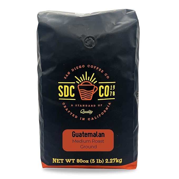 San Diego Coffee Guatemalan, Medium Roast, Ground Coffee, 5-Pound Bag Café molido tostado