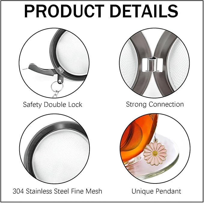 2 Pack Handmade Stainless Steel Mesh Tea Infuser with Delicate Pink Butterfly & Blossom Charm - Premium Tea Ball Strainers for Loose Leaf Tea, Elegant Tea Steeper Gifts for Tea Lovers