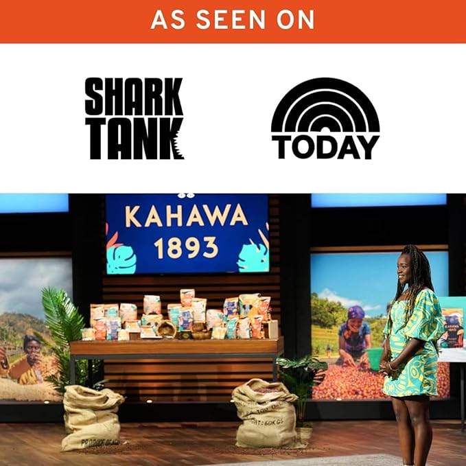 Kahawa 1893 Whole Bean Coffee Medium Roast Ethiopian Blend 24 Oz - As Seen on Shark Tank, High Antioxidants, Naturally Sweet, Organically Grown, Ethically & Sustainably Sourced