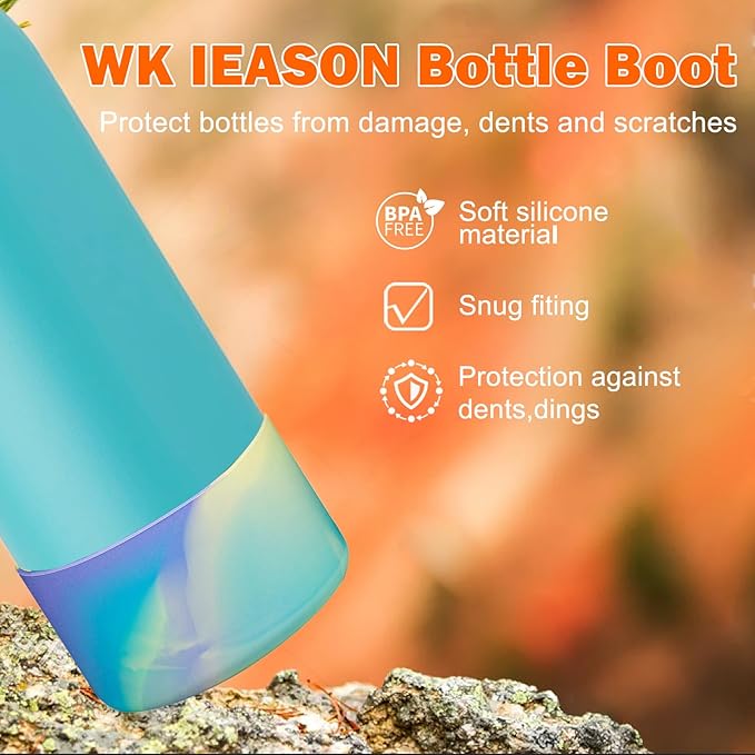 WK IEASON 2Pcs Silicone Boot for Owala Water Bottle, Protective Flask Bottom Cover Base for Owala FreeSip Twist and Flip Flask Water Bottle Accessories-3.56inch Bottom Diameter
