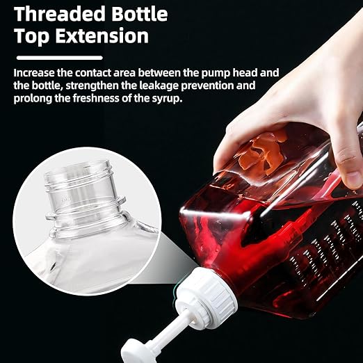 Large Capacity Syrup Dispenser for Coffee Bar, 37oz 1100ml Glass Syrup Bottle w Measuring Cup and Funnel, Dispenser Bottle w Upgraded Pump