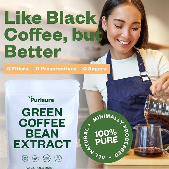 Purisure Green Coffee Bean Extract Powder 150g, Green Coffee Bean Extract, 750 Servings
