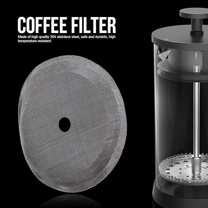 Fdit 5Pcs Universal French Press Filter Screen 304 Stainless Steel French Press Filter Replacement for 12 oz / 350 ml / 4 Cup French Press Coffee Makers Tea Particles Coffee Grounds Filters(12 oz)