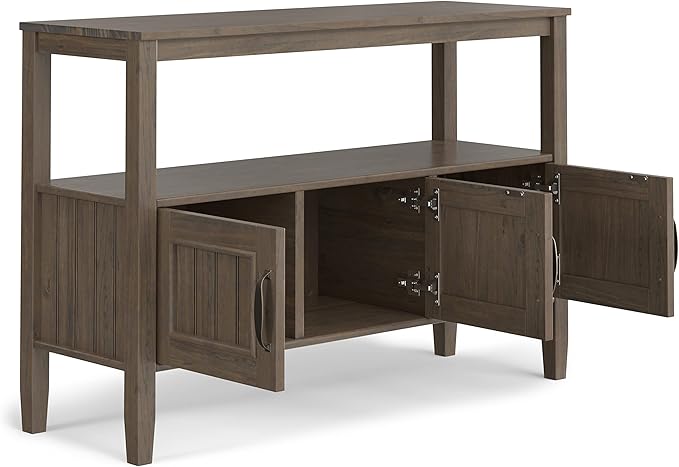 SIMPLIHOME Lev SOLID WOOD 48 Inch Wide Contemporary Console Table in Smoky Brown, For the Living Room, Entryway and Bedroom