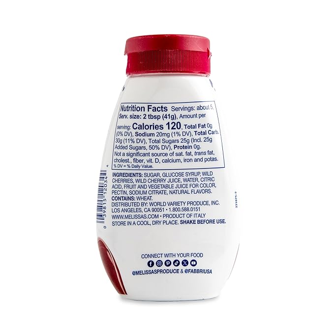 Fabbri Gourmet Dessert Sauce, Wild Cherry flavor, Flavoring sauce for Ice Cream, Desserts and hot and cold Beverages, Made in Italy, 7.9oz bottle (Wild Cherry)