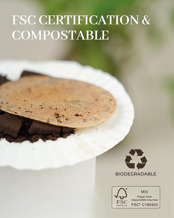 Bake Choice 500-Count Unbleached Coffee Filters - Round Disposable Coffee Filter Papers Compatible with Aeropress Coffee Makers for Brewing Tea and Coffee