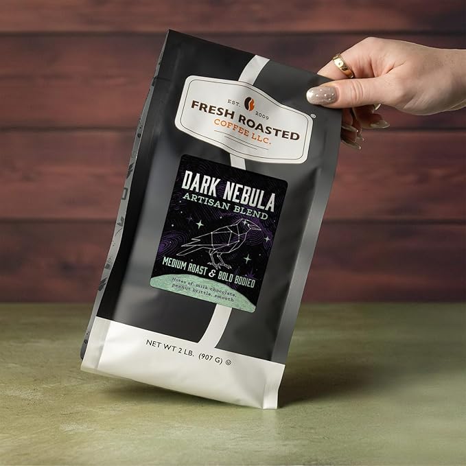 Fresh Roasted Coffee, Dark Nebula, 2 lb (32 oz), Medium Roast, Kosher, Whole Bean