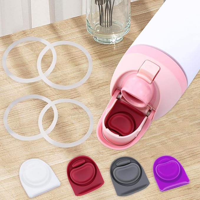 4 Sets Replacement Seal Gasket Stoppers for Owala Freesip Cap Mouth,Silicone O Sealing Ring Parts Water Bottle Top Lid Accessories for Owala Freesip 16/19/24/32/40oz（4 Colors 5）