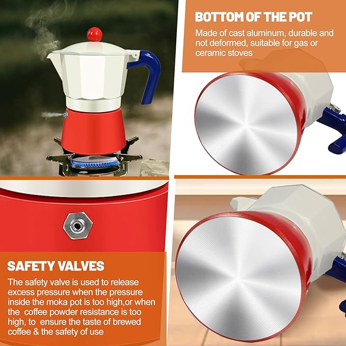 DITOSH 3 Cup Aluminum Espresso Stovetop Moka Pot Express Coffee Maker Percolator Italian Classic Mocha Coffee Machine for Italian and Cuban Cafe Brewing for Home & Camping 150ml 5oz