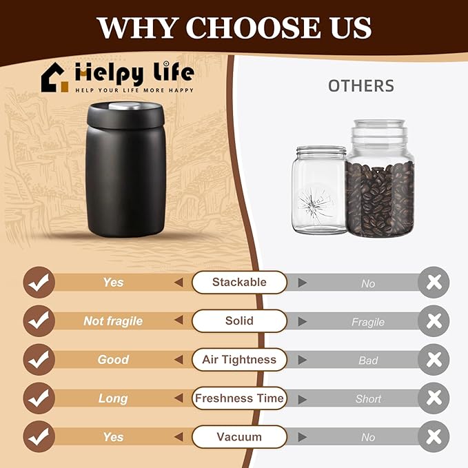 Coffee Vacuum Canister, 16oz Coffee Bean Storage, Stainless Steel Airtight Food Storage Container, Press Out Excess Air Preserve Food Freshness, Perfect for Coffee Beans,Loose Leaf Tea