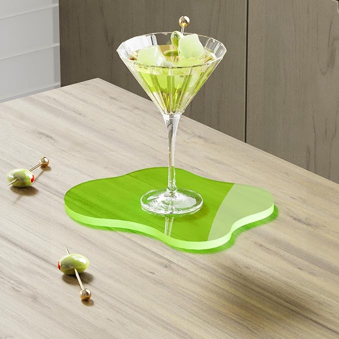 Acrylic Desk Coaster Decorative Plates, Clear Cloud Shape bar Drink Coasters, Coffee Cup Coaster for Desk Accessories Office Home Decor，Perfect for Tabletop, Coffee Table, Kitchen, Bar(Yellow)