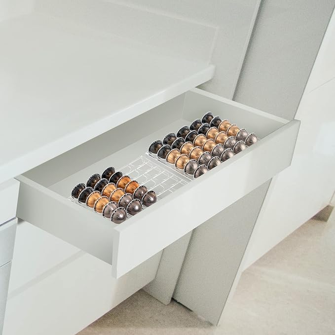 SUMERFLOS Coffee Capsule Storage Tray, Drawer Insert Organizer Holds 30 Pods Compatible with Nespresso Vertuoline Capsules Drawer of Kitchen, Home