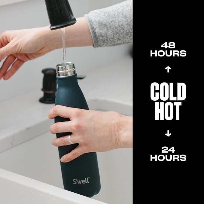 S'well Stainless Steel Water Bottle, 25oz, Azurite, Triple Layered Vacuum Insulated Containers Keeps Drinks Cold for 48 Hours and Hot for 24, BPA Free, Perfect for On the Go
