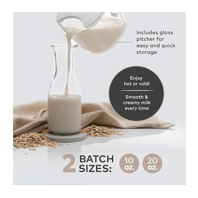 ChefWave Milkmade Soy Milk Maker – 6-in-1 Plant-Based Milk Machine for Almond, Oat, Soy, Cashew, Coconut & Macadamia – No Soaking, Auto-Clean, Delay Start, Glass Pitcher – White