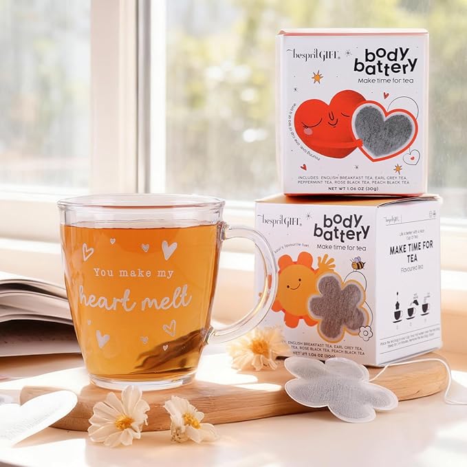 Heart Shaped Tea Bag - 20 Count, 5 Unique Flavors Novelty Tea Sampler Cute Heart-Shaped Novelty Tea Bags Variety Pack,Tea Bags for Daily Sips & Gifting