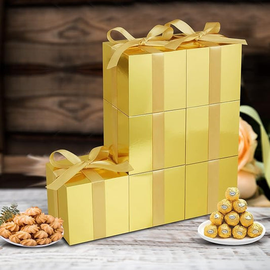 100 Pack Small Gift Boxes, 2x2x2 Inches Favor Boxes Gold Paper Gift Boxes with Lids for Presents, Crafting, Cupcake Boxes, Gifts, Candy Boxes for Wedding Party Bridal Shower Baby Shower Favors
