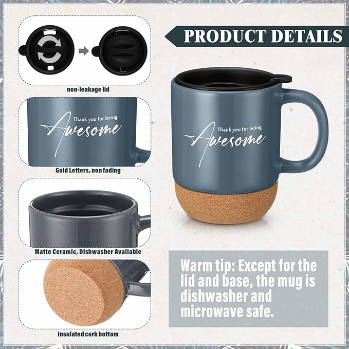 4 Pcs Thank You Gift Set for Men Women Employee Coworker Gifts Inspirational Appreciation Notebook Coffee Mug Scented Candle Pen for Valentine's Day Team Office Staff Teacher Volunteer