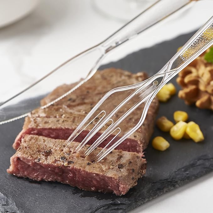 FULING Plastic Forks [300 Pack] Heavyweight Disposable Forks Plastic Clear Forks Heavy Duty Forks [Every 100 Packs, a Total of 3 Packs]