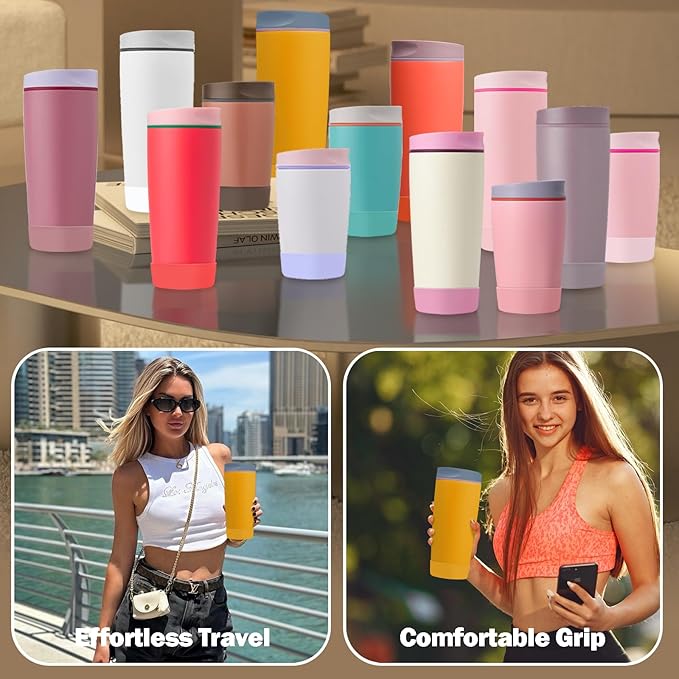 2pcs Silicone Boot for Owala SmoothSip Slider Coffee Tumbler 20oz 12oz, Anti-Slip Sleeve for Travel Coffee Mug, Protective Accessories for Owala BPA Free (Golden Quest)