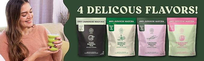 The Harmony Matcha Vanilla (7.05oz Bag - 20 Servings) Premium Sweetened Japanese Matcha Powder, Rich in Antioxidants & L-Theanine, Dairy, Gluten, & Preservative Free, Serve Hot or Iced