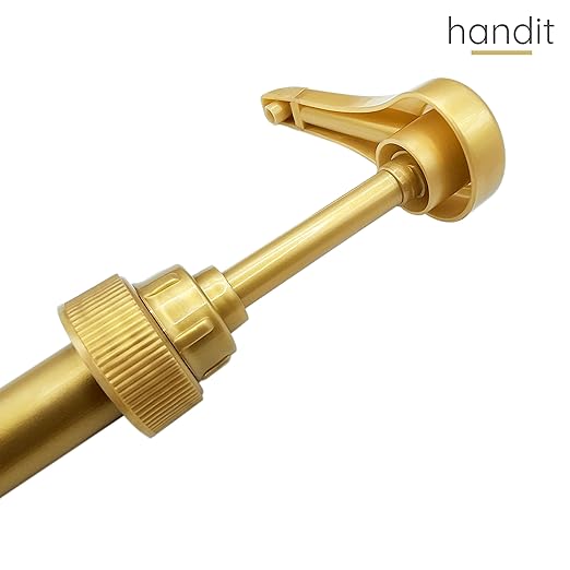 HANDIT - Gold Coffee Syrup Pumps | Fits 25.4oz/750ml Liter Torani, Skinny, Davinci and Monin 33.8oz Plastic Bottles | Does Not Fit Monin Glass Bottles 750ml | 4-Pack