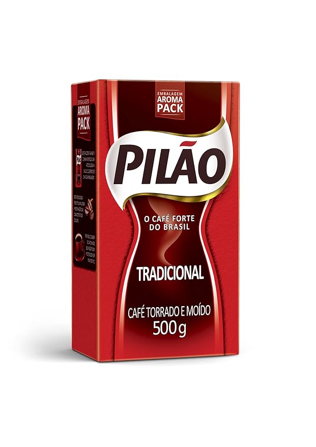 Pilao Roasted & Ground Coffee, Café Pilão Torrado E Moído, 17.6 Oz, 500 g
