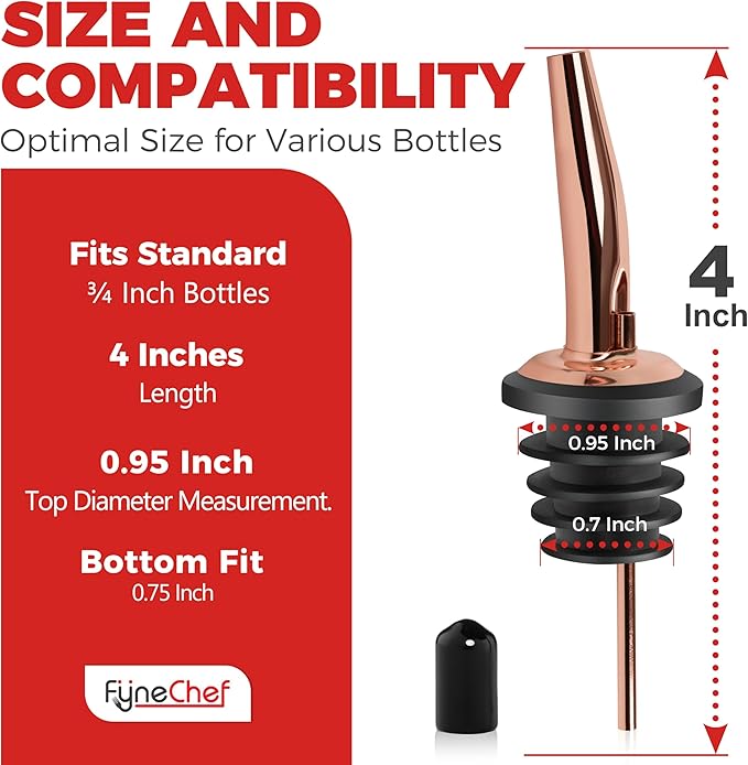 48 Pack Stainless Steel Bottle Pourers for Alcohol, Liquor, and Wine - Bar Accessories, Spouts for Bottles and Dispensers (rose gold)