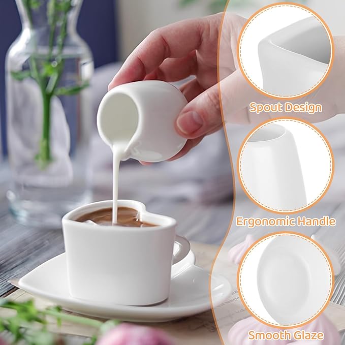 JMIATRY 12 PCS Small Creamer Pitcher 3 Oz Coffee Creamer Container Ceramic White Mini Syrup Pitcher 3 Oz Cream Jugs Small Milk Pitcher for Coffee Tea Milk Sauce（100 ML, 2 x 2.4 Inch）