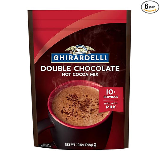 GHIRARDELLI Double Chocolate Hot Cocoa Mix, 10.5 OZ Bag (Pack of 6)
