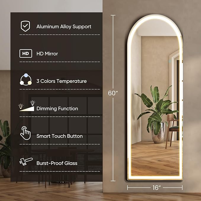 NEWBULIG Full Length Mirror, Upgraded Body Wall Mirrors with Shatter-Proof Glass, Floor Standing Mirror, Home Wall Decor