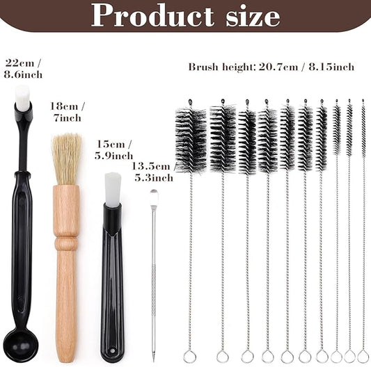 Meiwlong 14 PCS Coffee Grinder Cleaning Brush Set,Espresso Machine Cleaning Brush Kit, Multifunctional Burr Cleaner Brushes Bristle Tools for Barista Home Kitchen Commercial Use