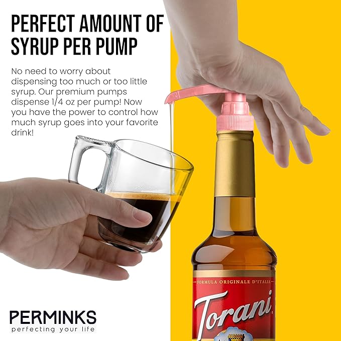 12 Pack Coffee Syrup Pump Dispenser (Variety of Colors) - Compatible with Torani and Davinci Syrups (750 ml, 25.4 oz Bottles) - Fits Skinny Bottles