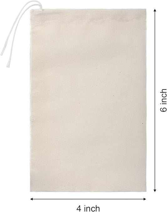 Boao 50 Pcs Cheese Cloth Tea Bags 4 x 6 Inch for Straining Reusable Tea Filter Loose Empty Soup Spice Bags for Cooking Cold Brew Coffee Muslin Strainer