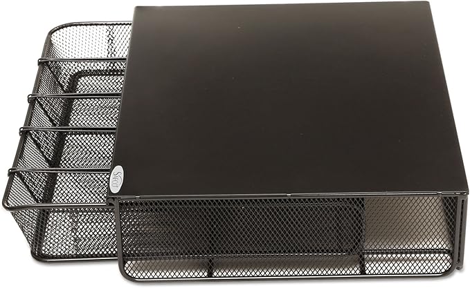 Safco Coffee and Sugar Organizer 3274BL Hospitality Tray, Home, Office, & Hotel, 1 Drawer, Black, 12"W x 11"D x 3 ¼"H