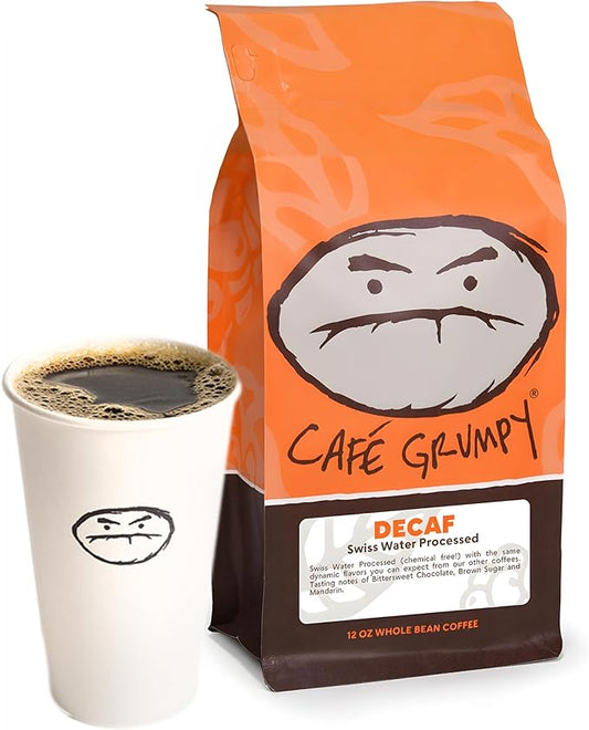 Café Grumpy Decaf Medium Roast Coffee, Organic Single Origin French Press, Premium Medium Grind for Pour Over & Cold Brew, Low Acid, 12oz