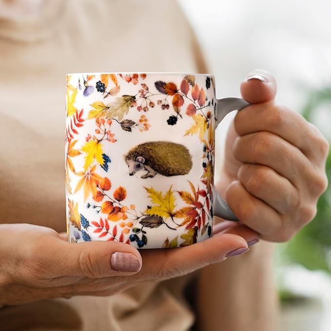 Maison d' Hermine Coffee Mug with Handles Fine Bone China Mugs Pack of Two Tea Cups for Hot Beverages Cappuccino Latte Home Restaurant Office Perfect for Gift (Sous-Bois, 12 Ounce)