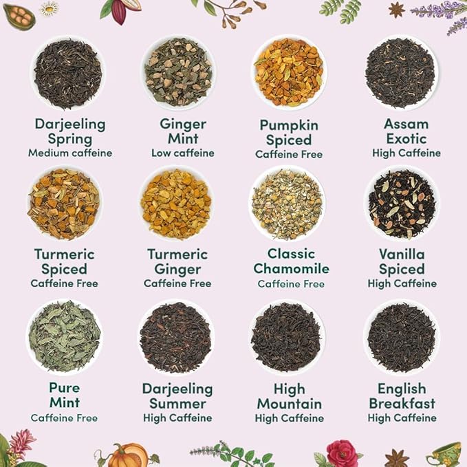VAHDAM, Assorted Valentines Day Tea Gift Set | Classic Gift Box - 24 Unique Flavor in Individually Wrapped Pyramid Tea Bags | Valentines Day Gifts for Him & Her