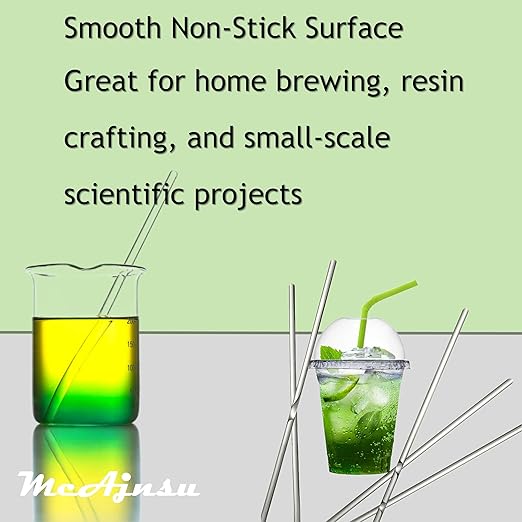 9Pcs Borosilicate Glass Stirring Rods 12" Long 1/4" Diameter Round Ends for Lab/Classroom/Home Use