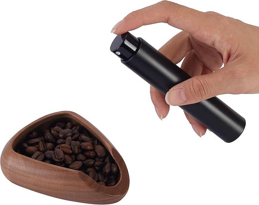 Walnut Coffee Bean Dosing Cup and Spray Bottle Kit for espresso enthusiasts, Coffee Bar Accessories,Take coffee beans quantitatively to reduce the spray of coffee static electricity