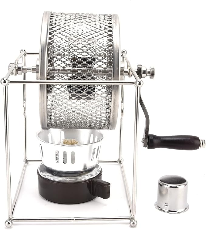 Topyond Stainless Steel Coffee Bean Roaster, Hand Crank Manual Roasting Machine with Temperature Control, Home Use Coffee Peanut Roaster for Coffee Lovers, DIY Enthusiasts